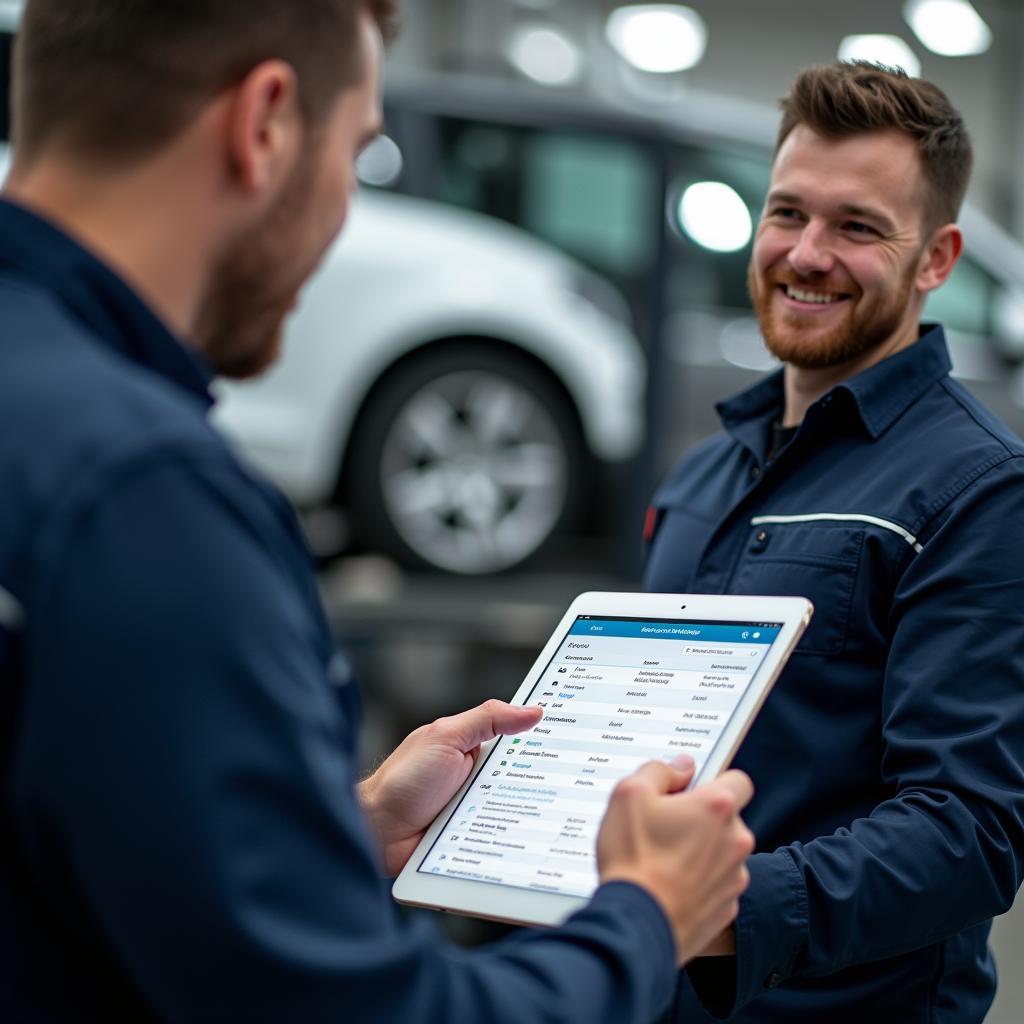 Mechanic Using Tablet in Garage