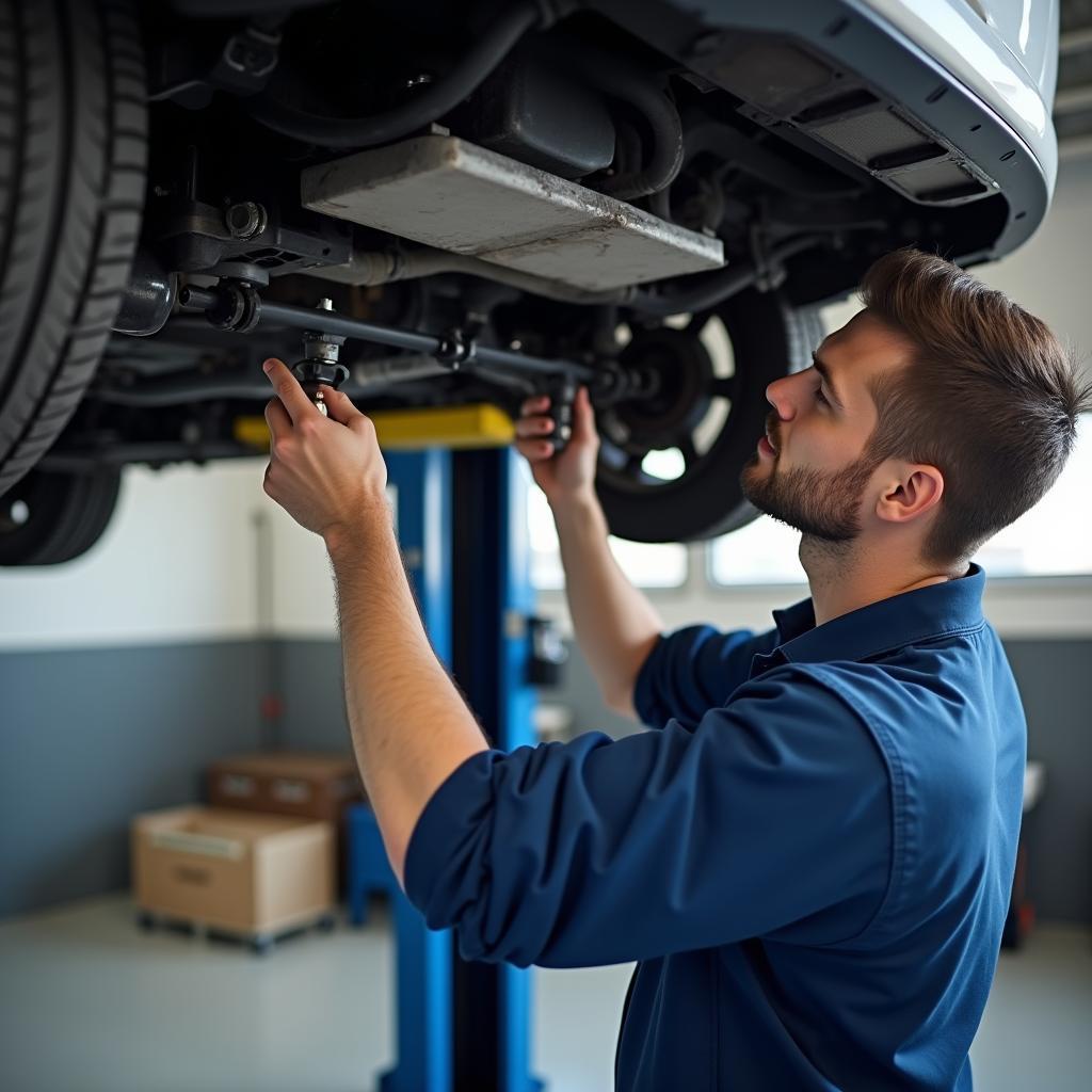 Mechanic Working on Car