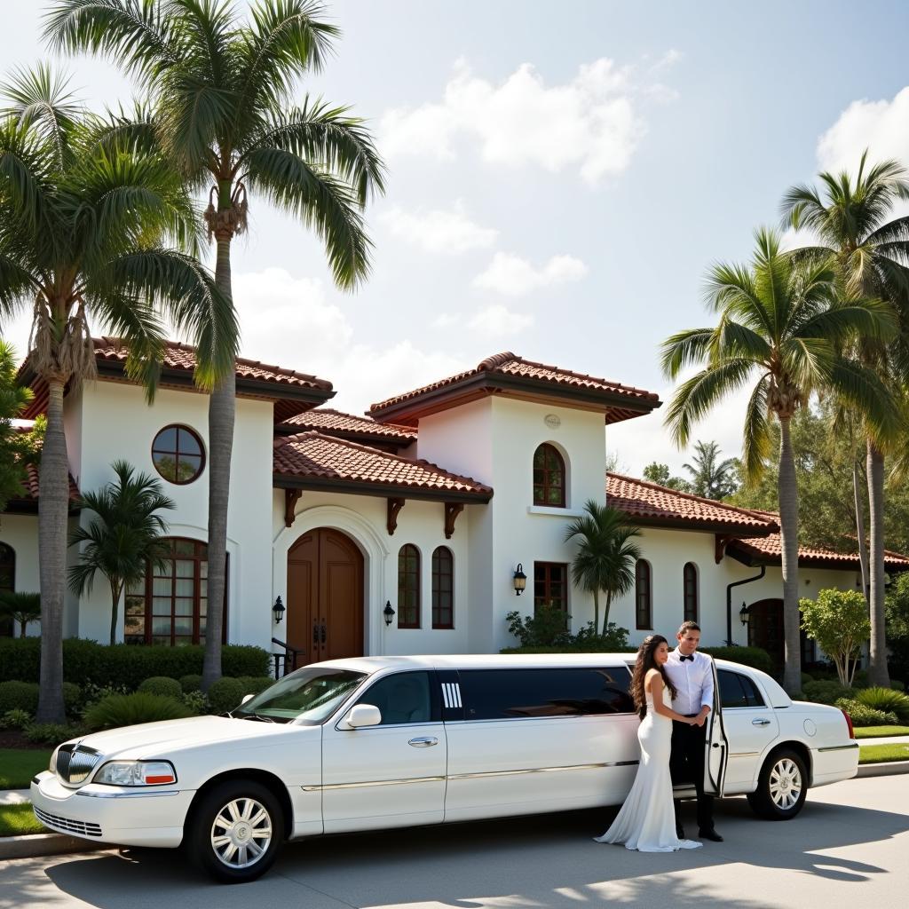 Luxury Limo Arriving at a Miami Wedding Venue