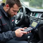 Technician Replacing a Car Key