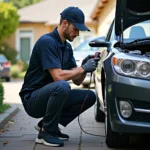 Mobile Mechanic Performing Car Service at Client's Home