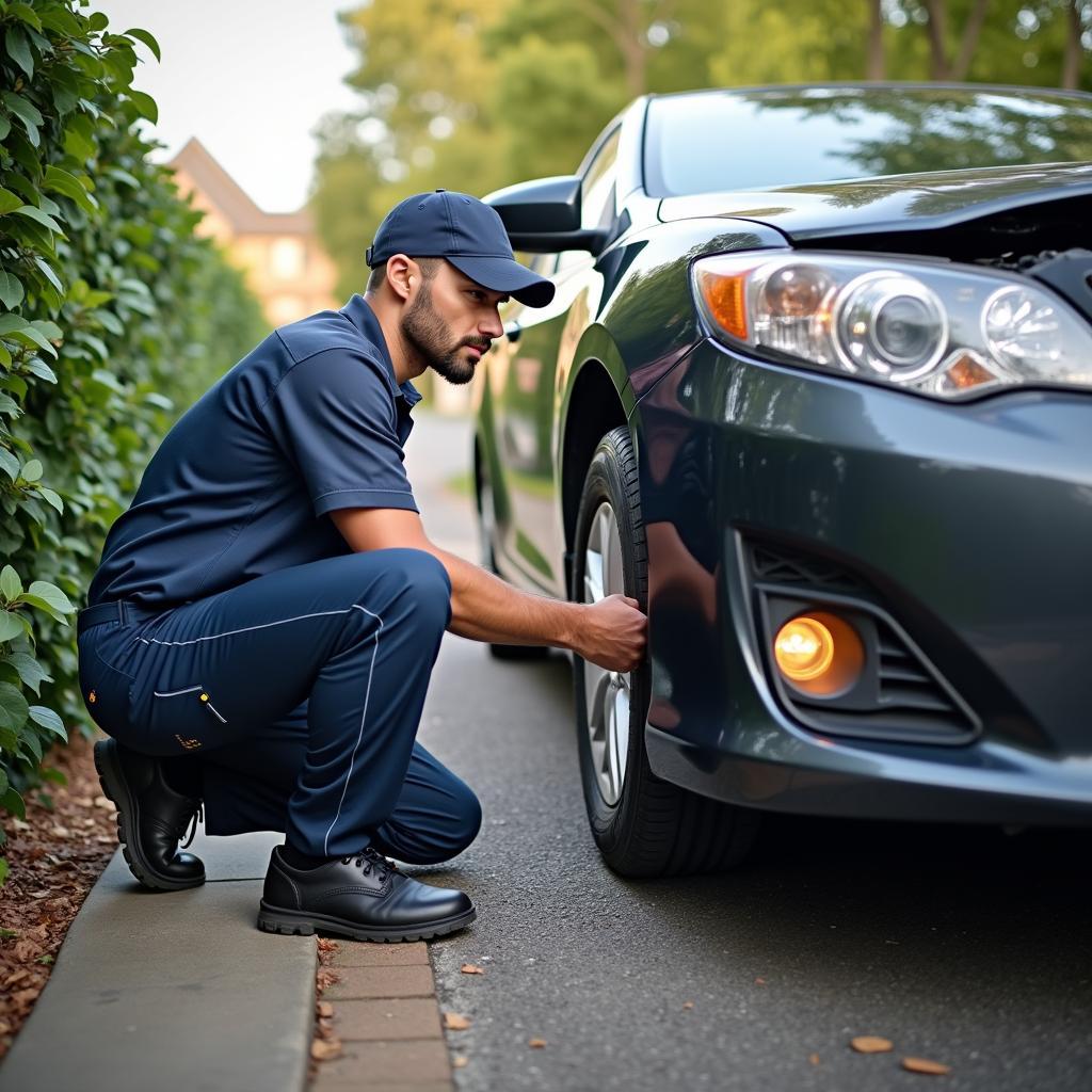 Mobile Mechanic Changing a Flat Tire