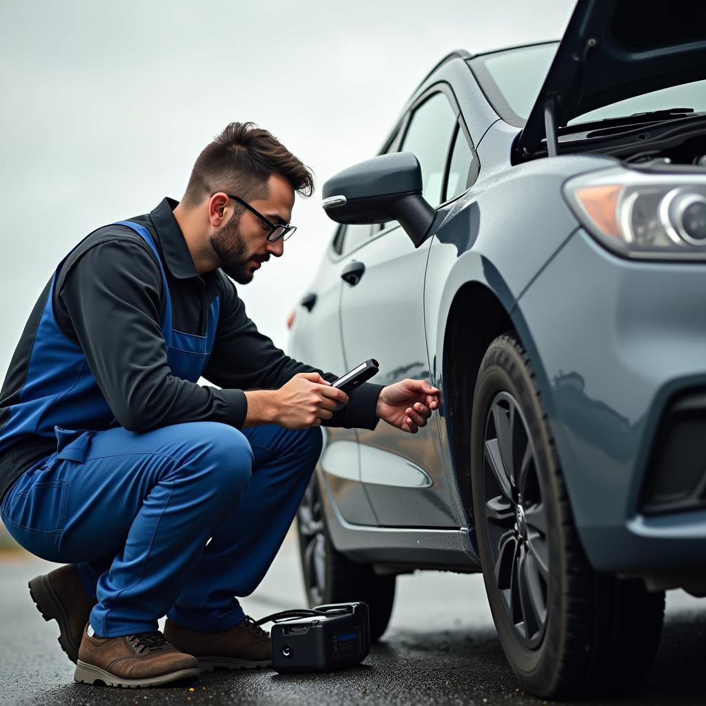 Mobile Mechanic Providing Roadside Assistance