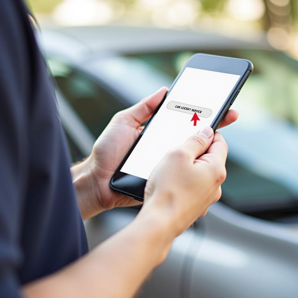 Searching "Car Lockout Service Near Me" on a Mobile Phone