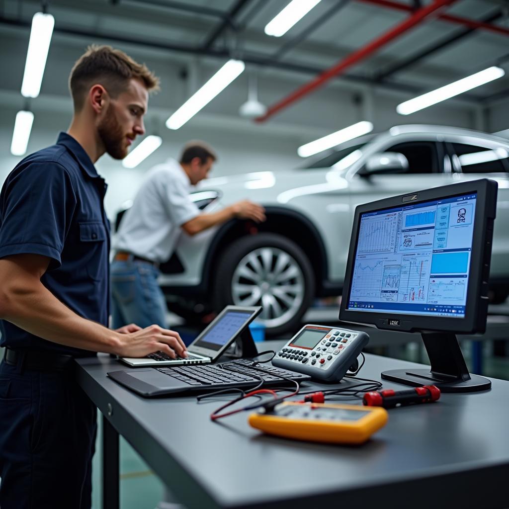 Modern Auto Repair Shop with Diagnostic Equipment