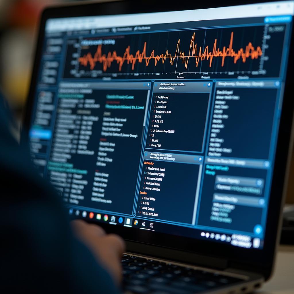 Modern Car Diagnostic Tools: A technician using specialized software for ECU diagnostics