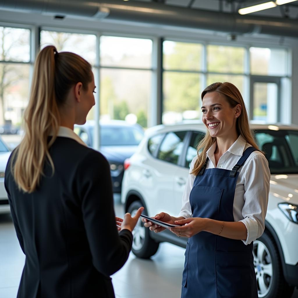 Modern Car Service Centre Reception Area with Friendly Staff