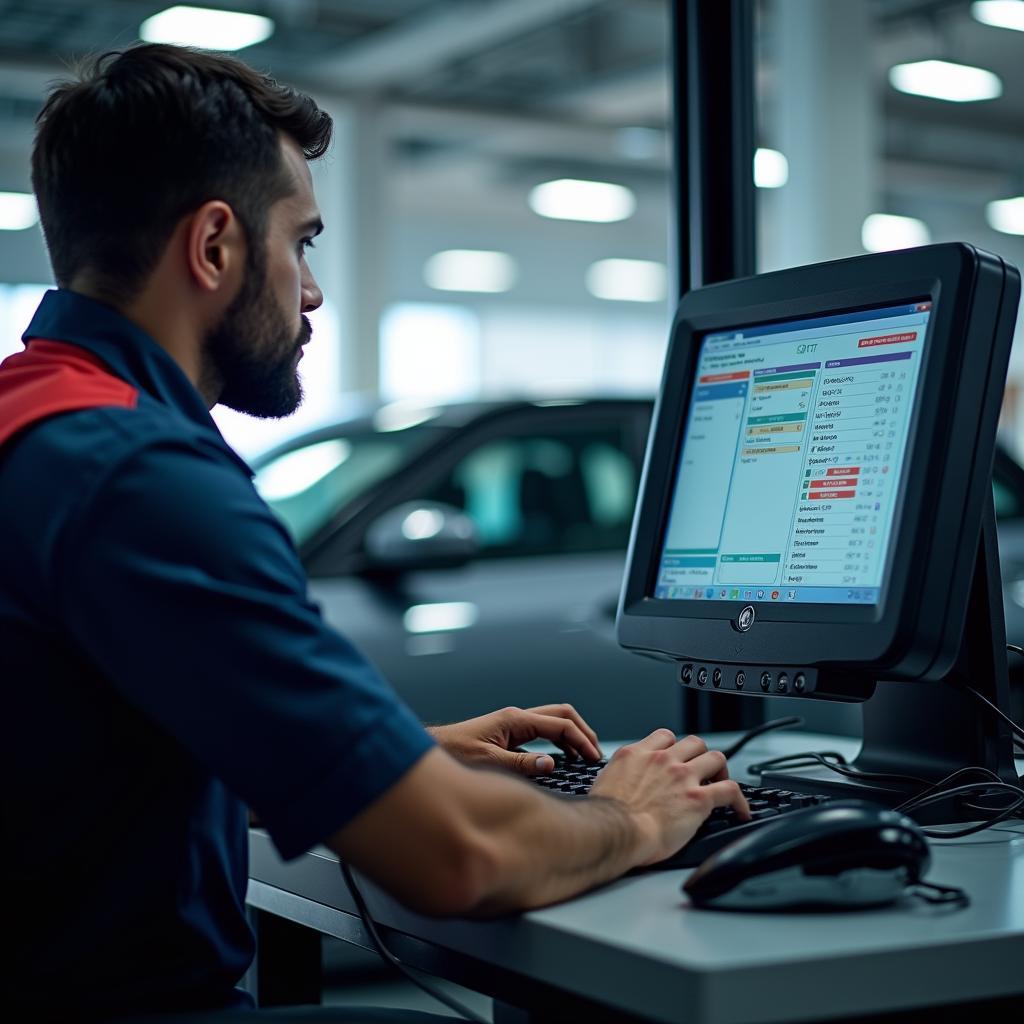 Modern diagnostic equipment in a Jaipur car service centre