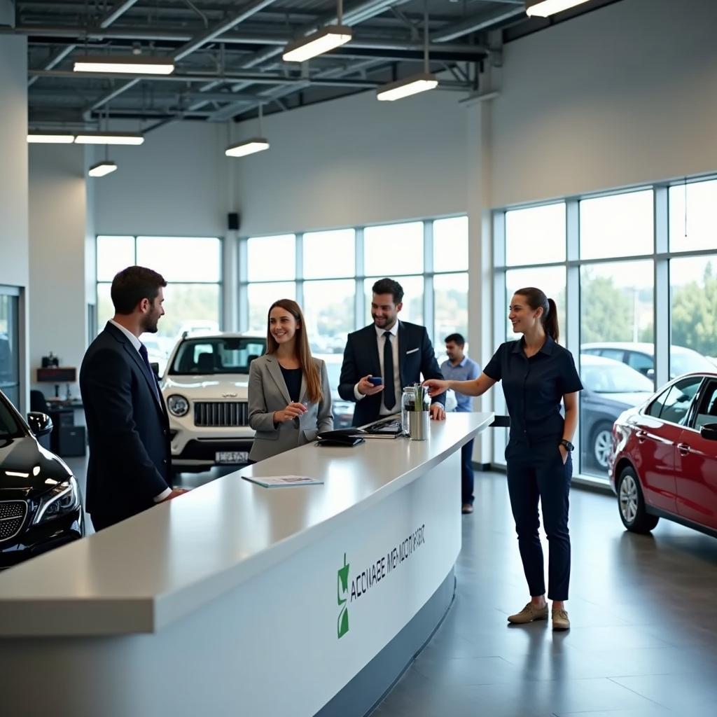 Modern Car Service Reception Area with Friendly Staff