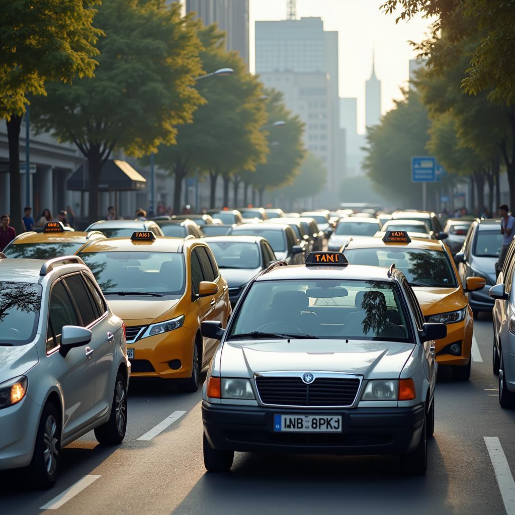 Modern Taxi Fleet with Electric Vehicles