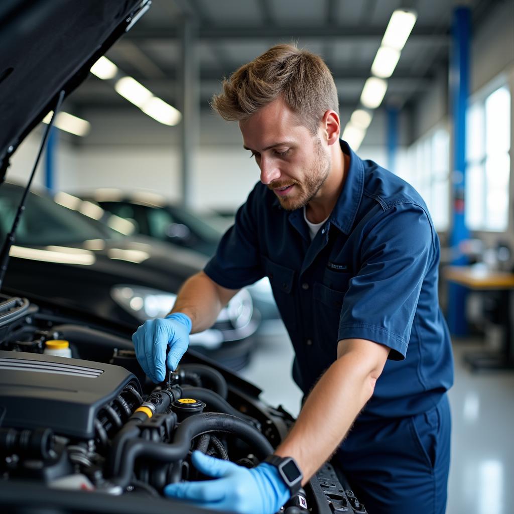 Experienced Technician Working on a Car Engine