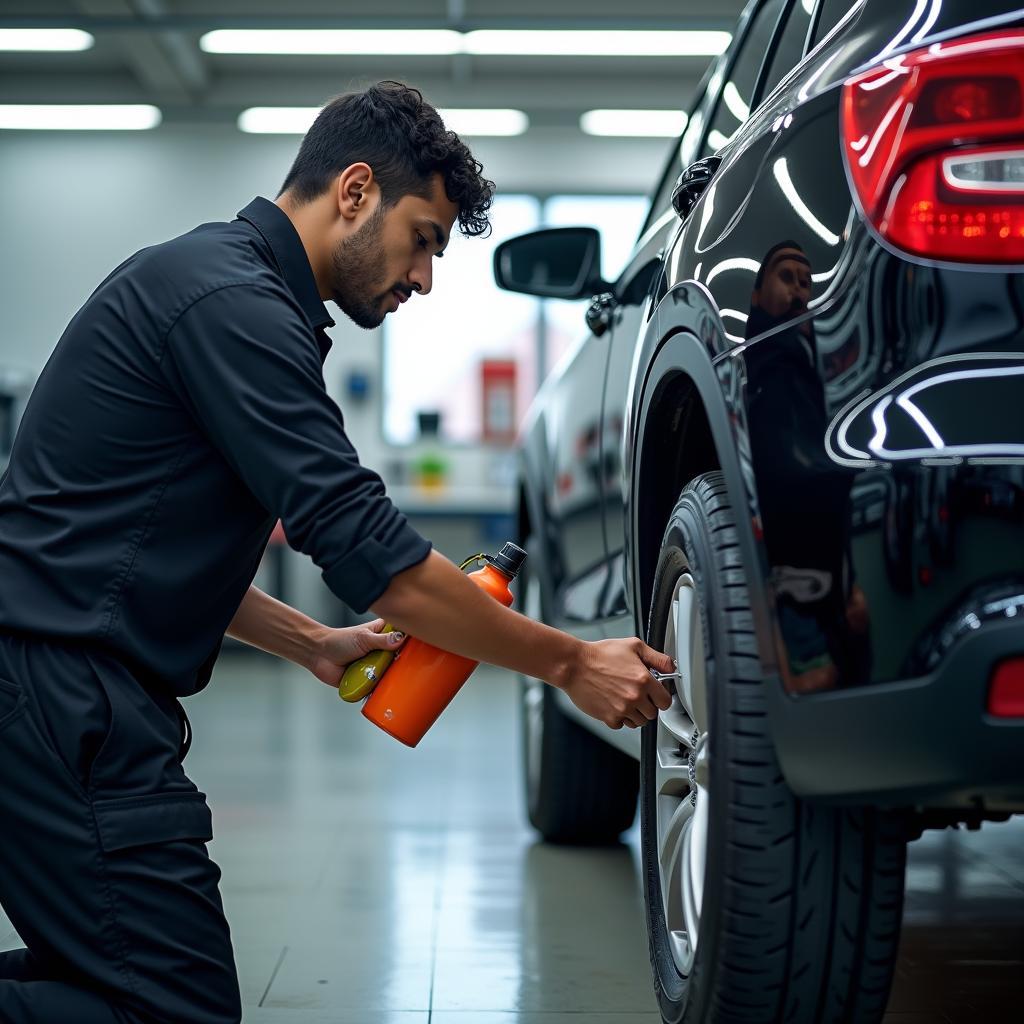 Routine Car Maintenance Being Performed in a Mumbai Service Center