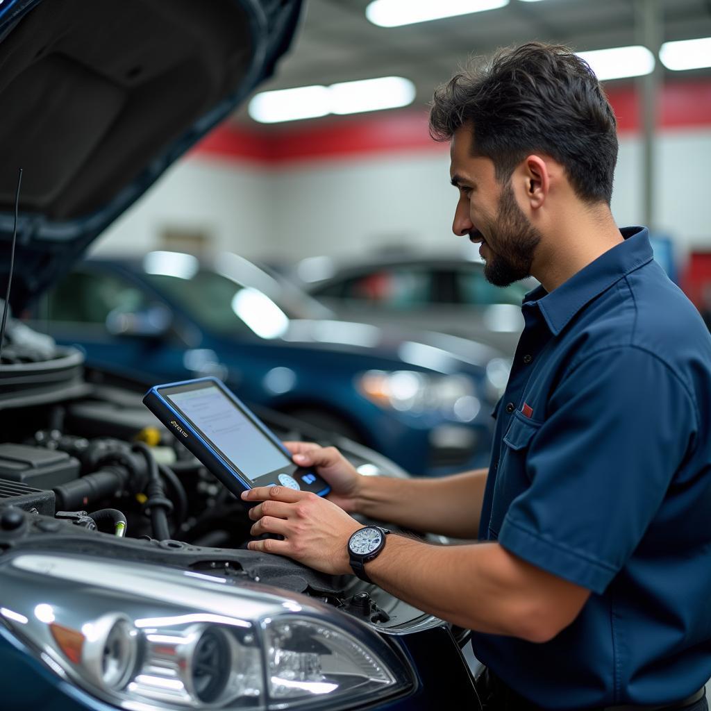 Car Mechanic Diagnosing a Problem in Murshidabad