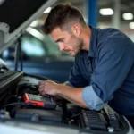 Mechanic Checking Engine in Nambour Car Service