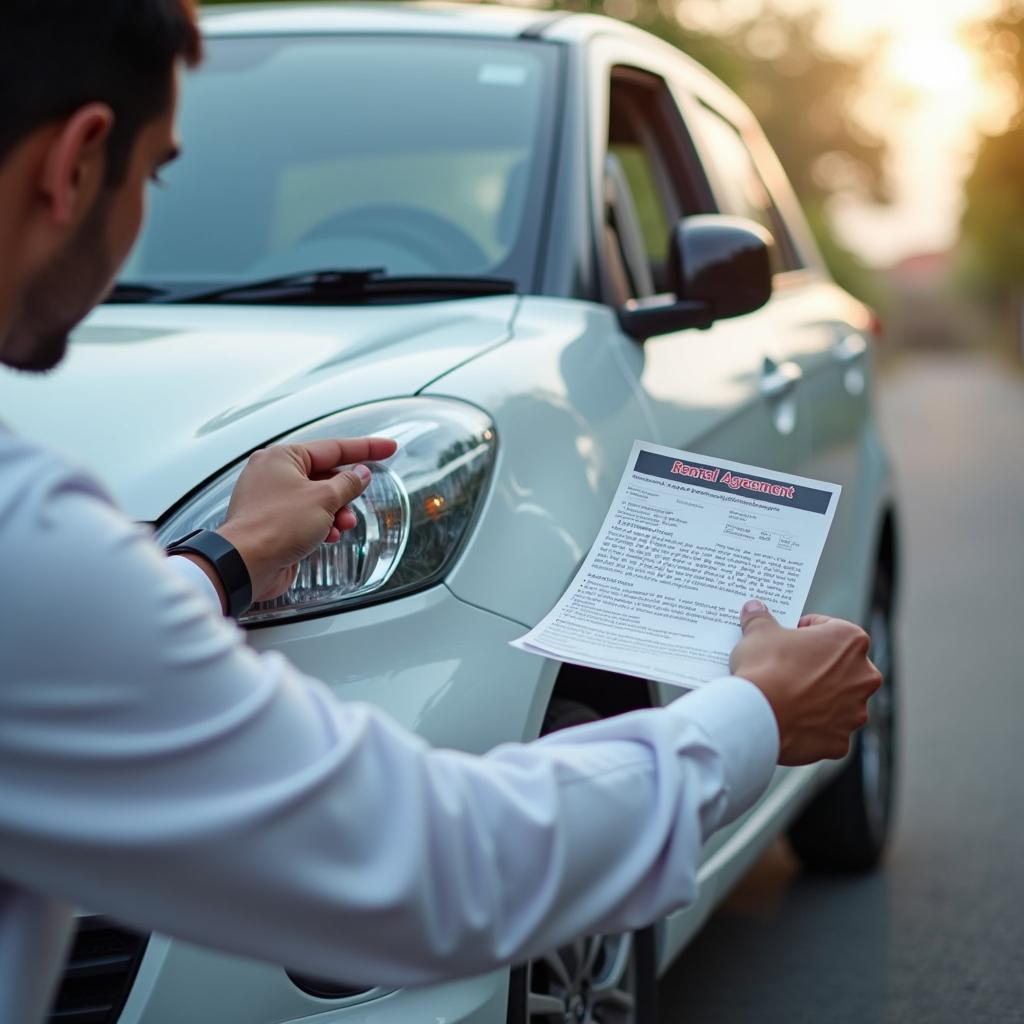 Inspecting a rental car in Nashik