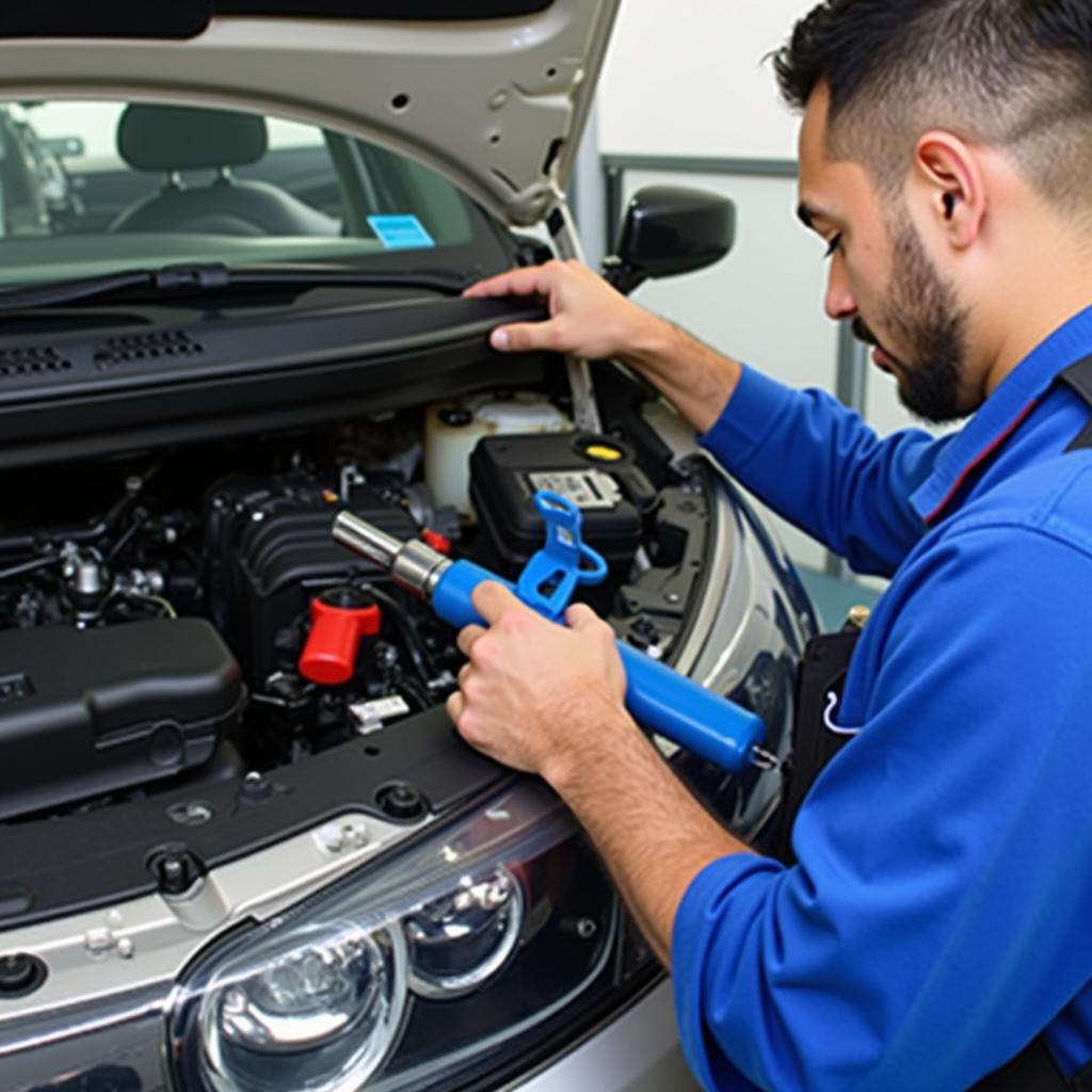 Navnit Car Service Center Mulund Technician at Work