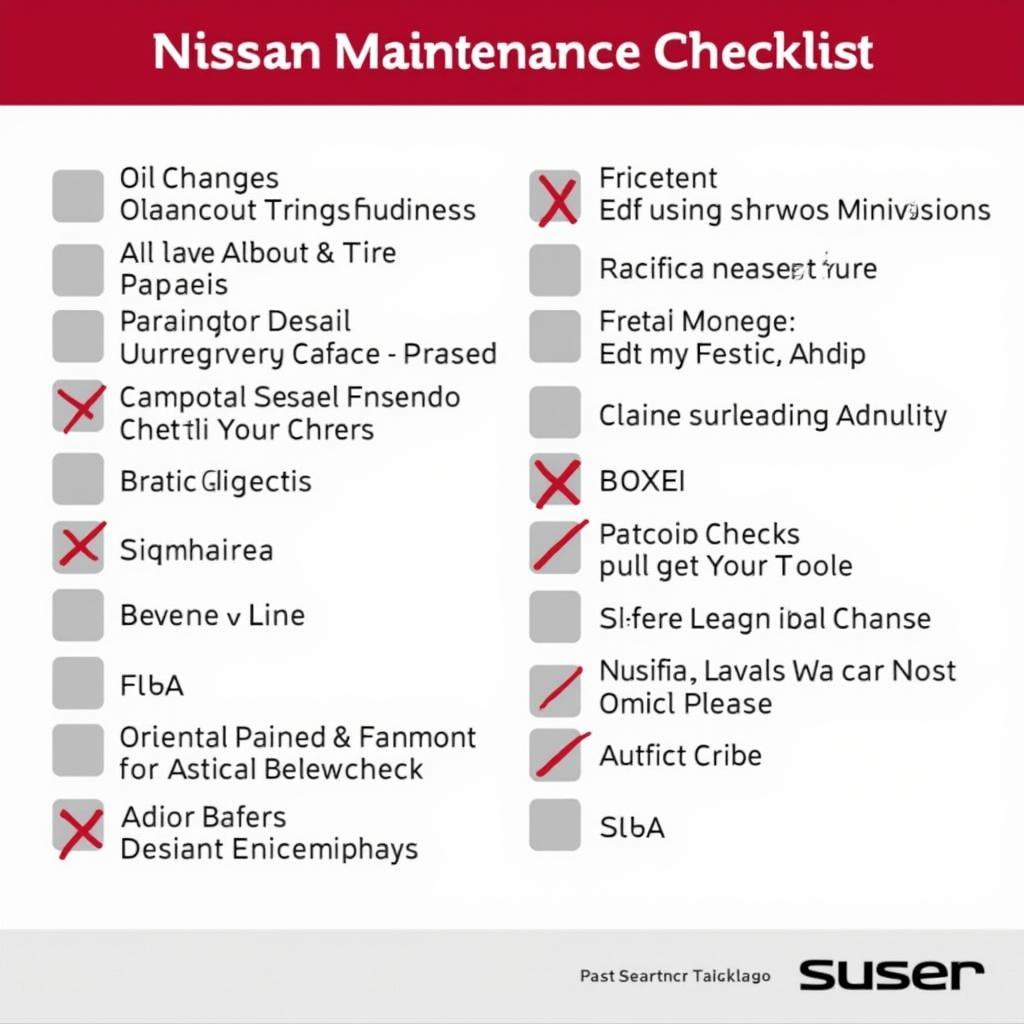 Nissan Car Routine Maintenance Checklist