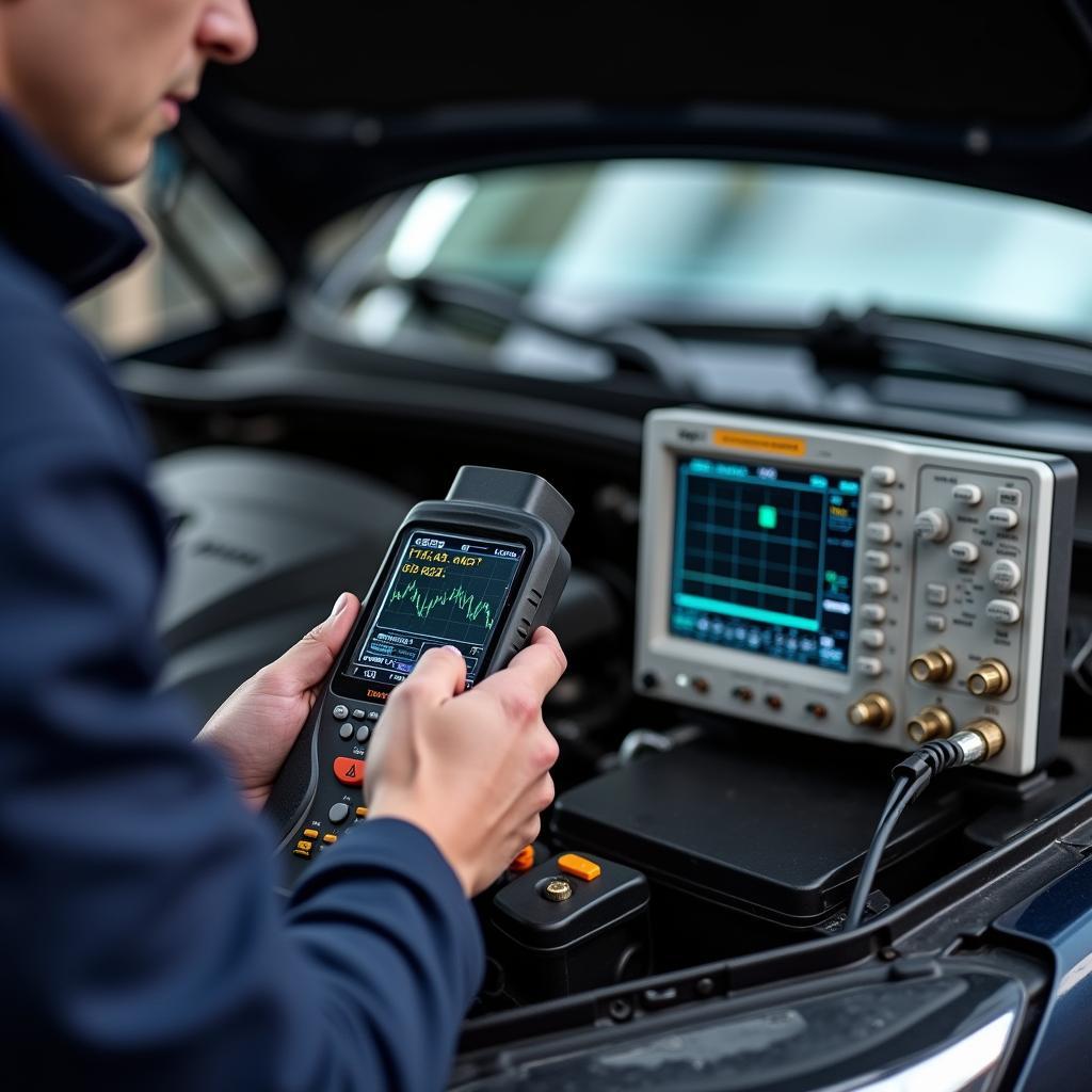 Using an OBD-II scanner and oscilloscope for car diagnostics