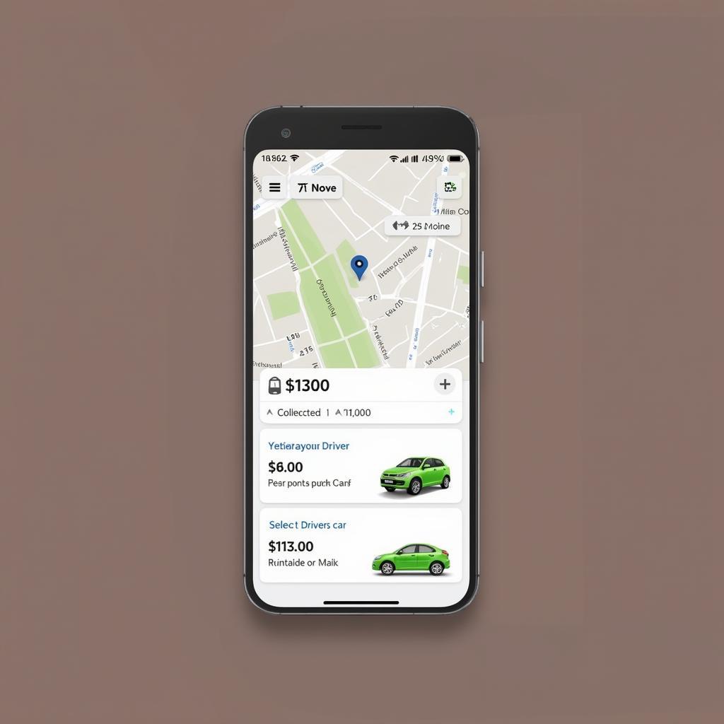 Ola Car Service App Interface on a Smartphone