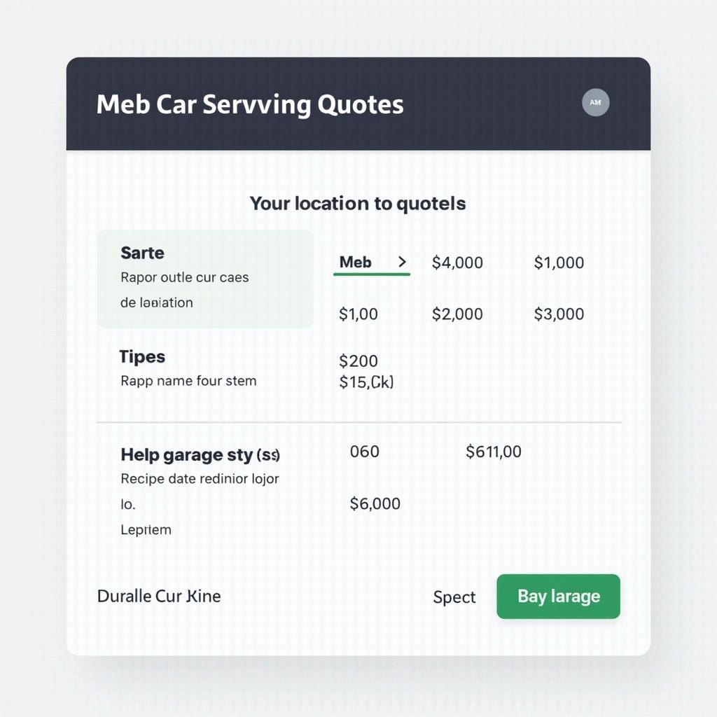 Online Car Service Quote Comparison Tool