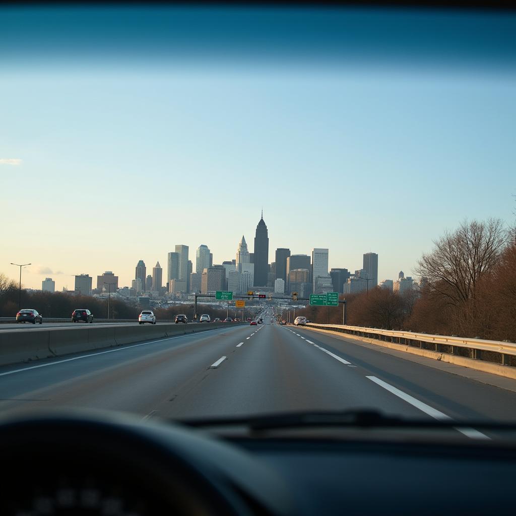 Philadelphia Skyline from Airport Car