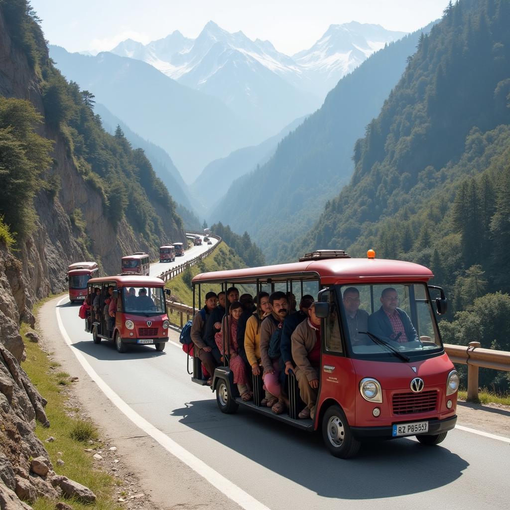 Pilgrims Using Battery Car at Vaishno Devi