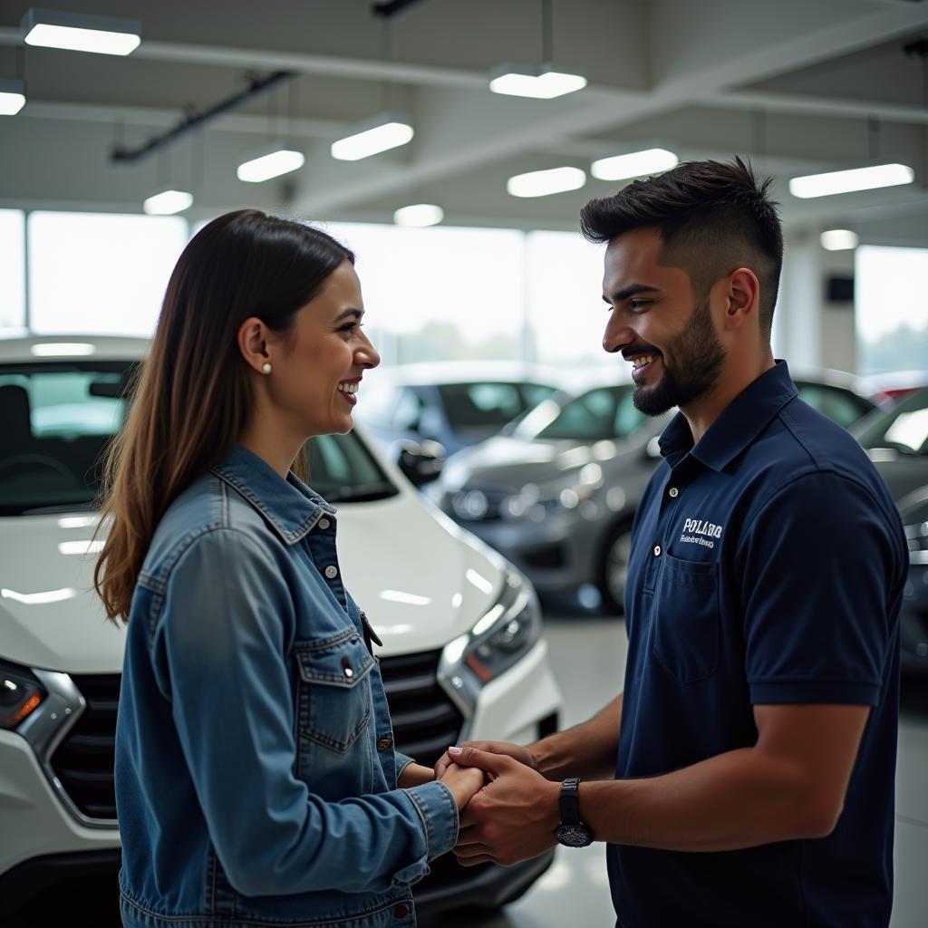 Happy Customer Receiving Car Service in Pollachi