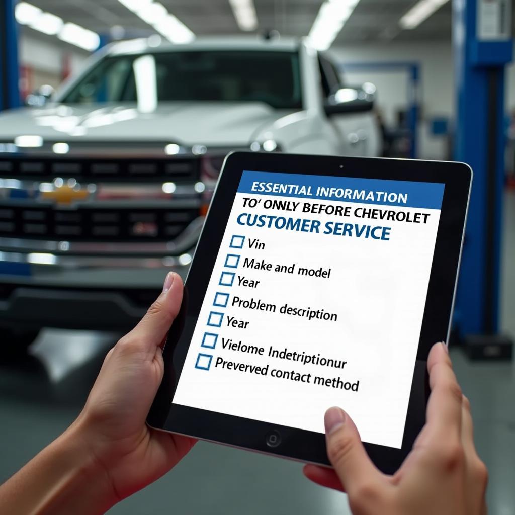 Information to Have Ready for Chevrolet Service