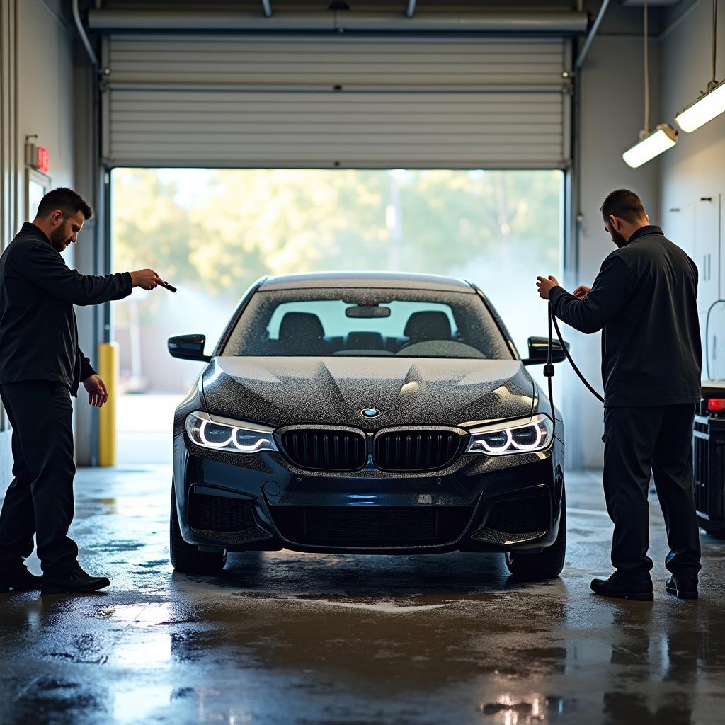 Preparing Car for Polishing Service