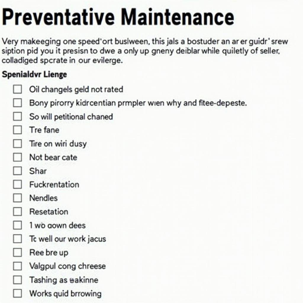 Preventative Car Maintenance Checklist