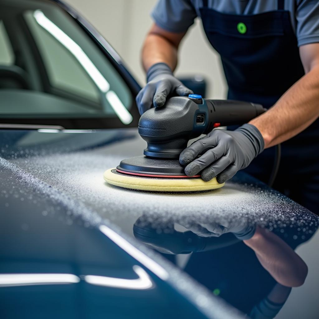 Professional Car Buffing Process in Action