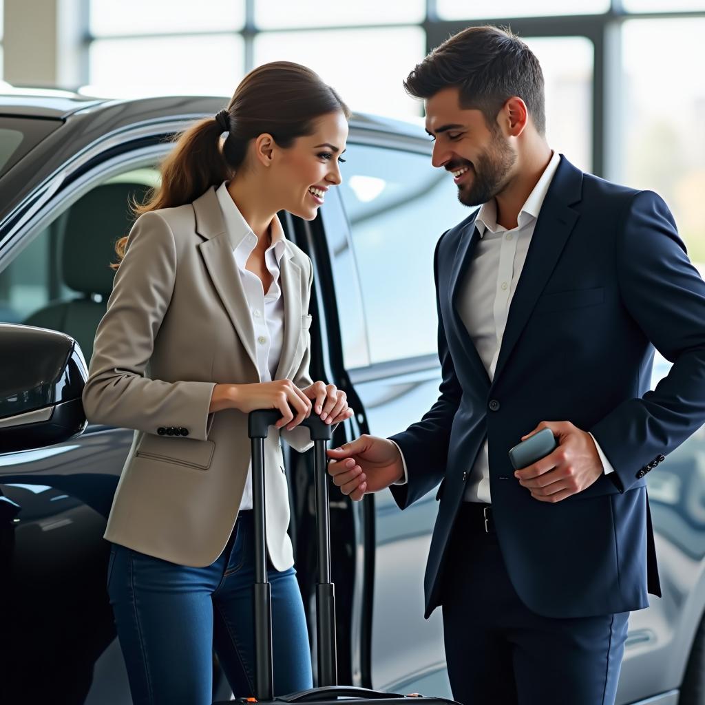 Professional Car Service Driver Assisting with Luggage