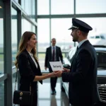 Professional Chauffeur Greeting Passenger at Virginia Airport