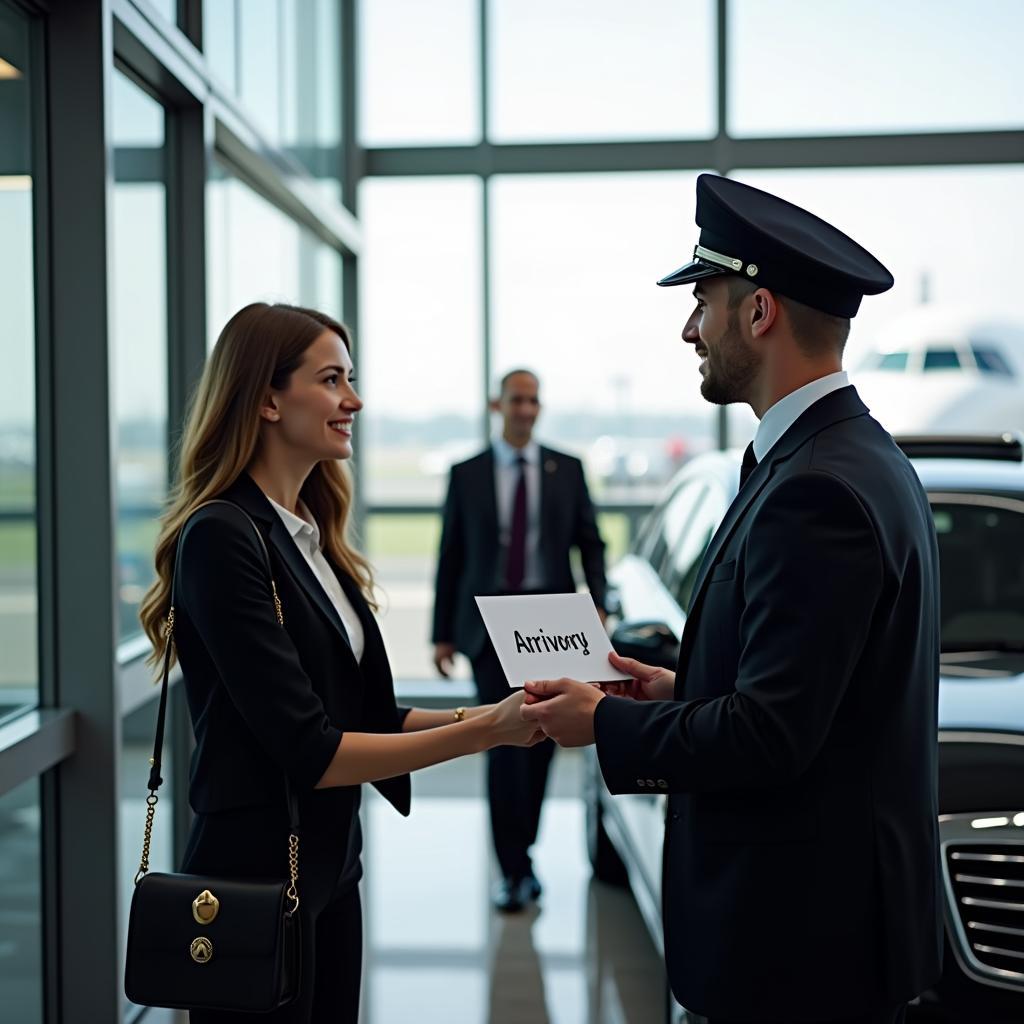 Professional Chauffeur Greeting Passenger at Virginia Airport