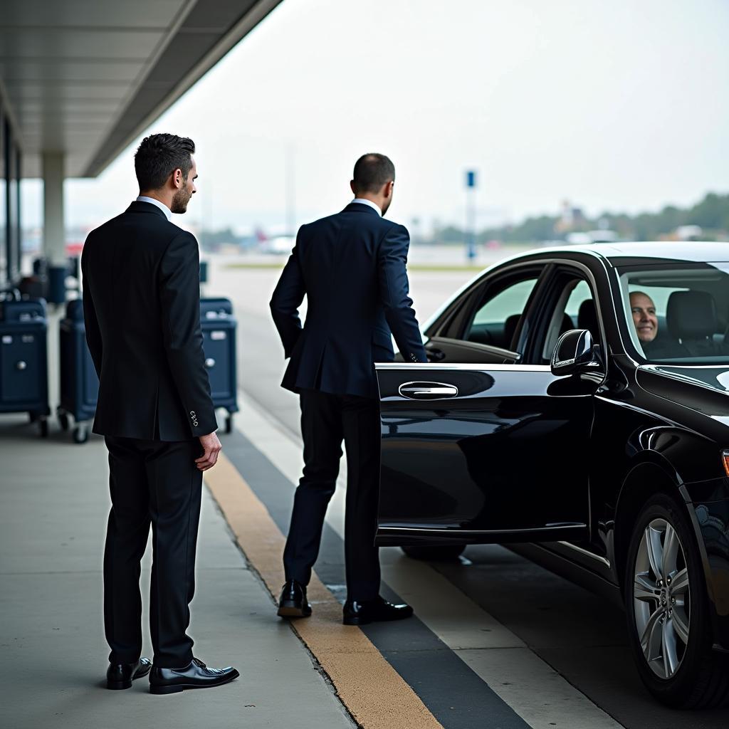 Professional Chauffeur Greeting Passenger at Atlanta Airport