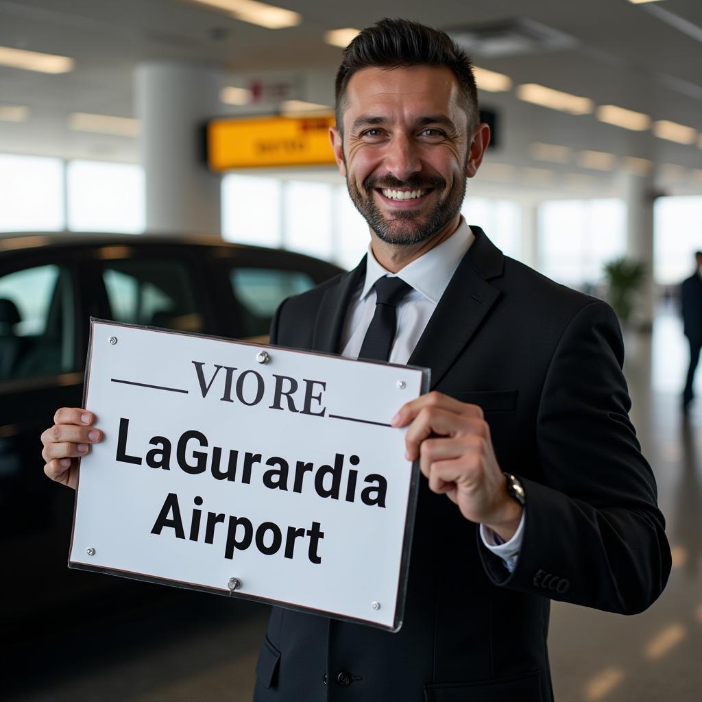 Professional Chauffeur Meeting Client at LaGuardia