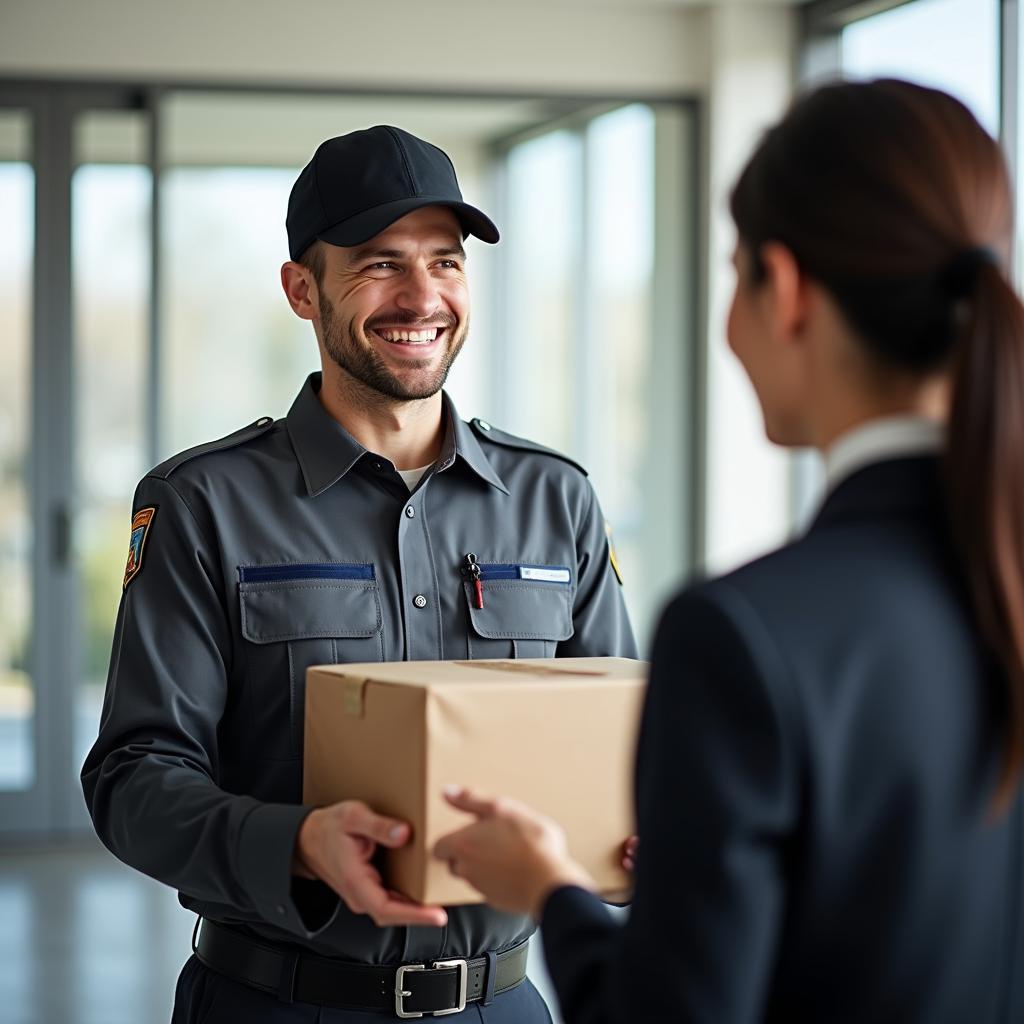 Professional Courier Driver Delivering Package