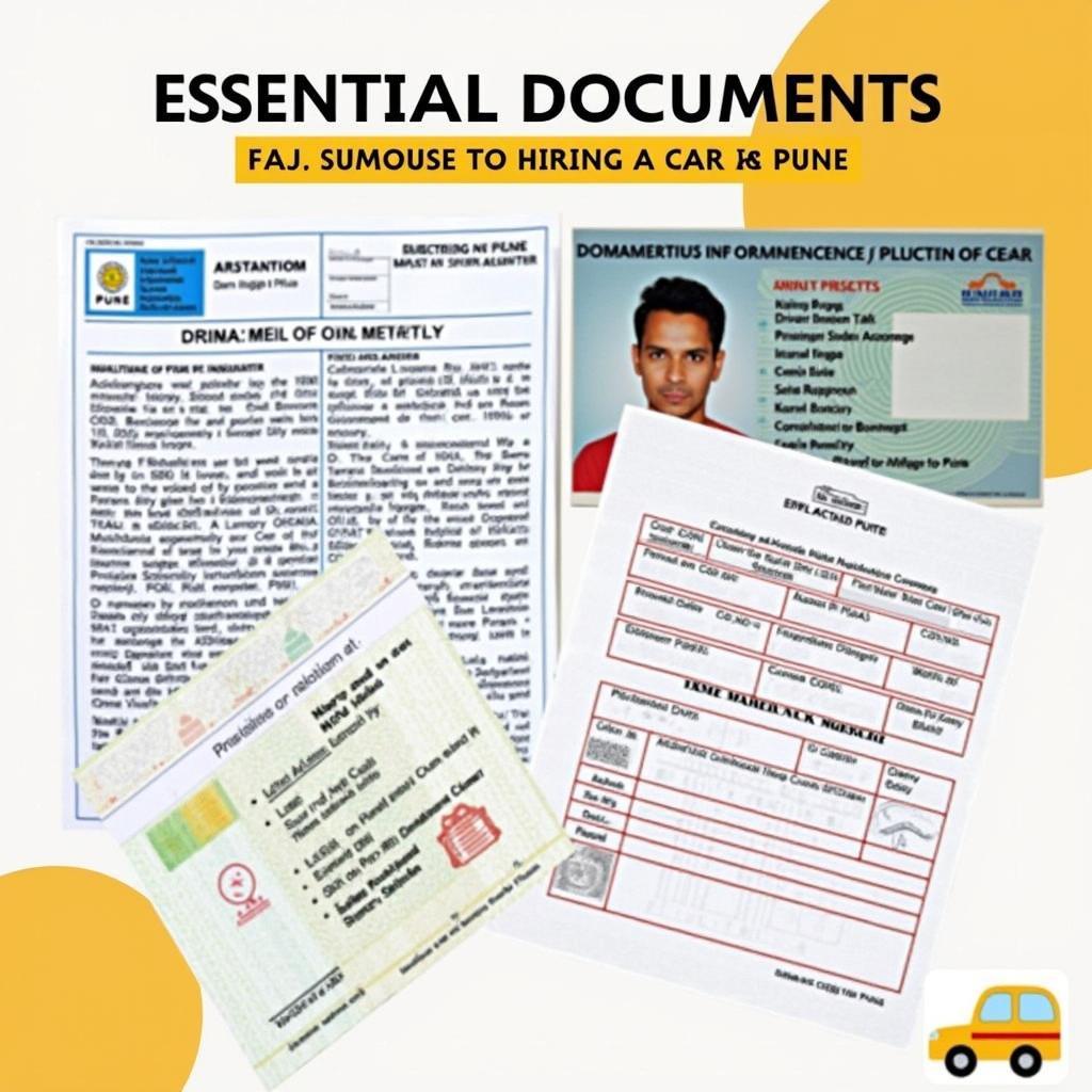 Essential documents for Pune car hire: Driver's license, insurance papers