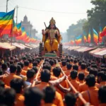 Volunteers Pulling the Chariot at the Puri Car Festival