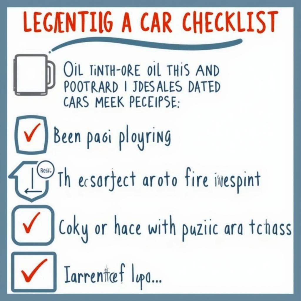 Rhyl car servicing checklist with essential items.