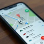 Ride-hailing app interface on a smartphone