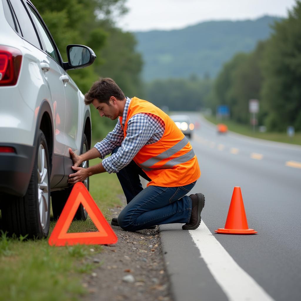 Changing a Flat Tire on the Side of the Road