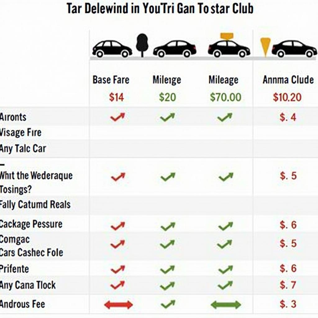 San Mateo County Car Service Pricing Comparison Chart