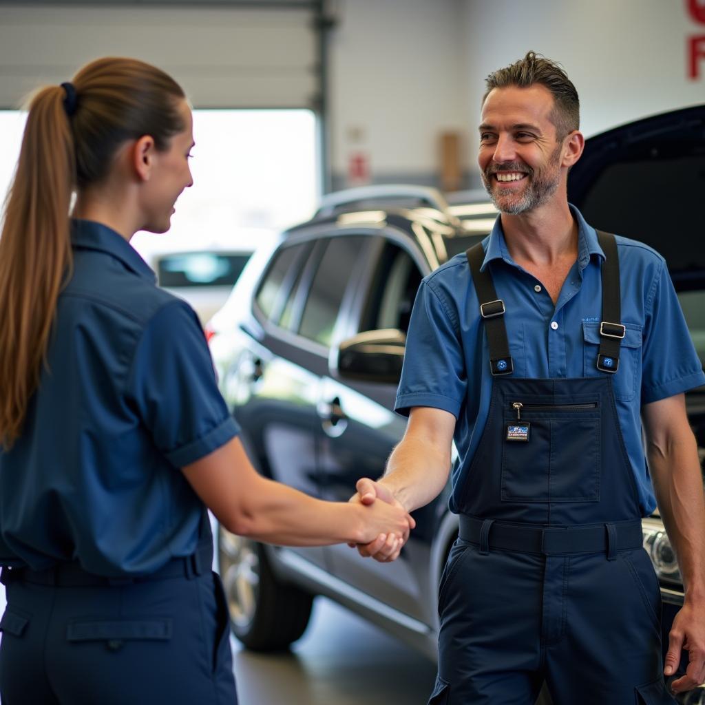 Satisfied Customer Receiving Their Car After Service in Kawana