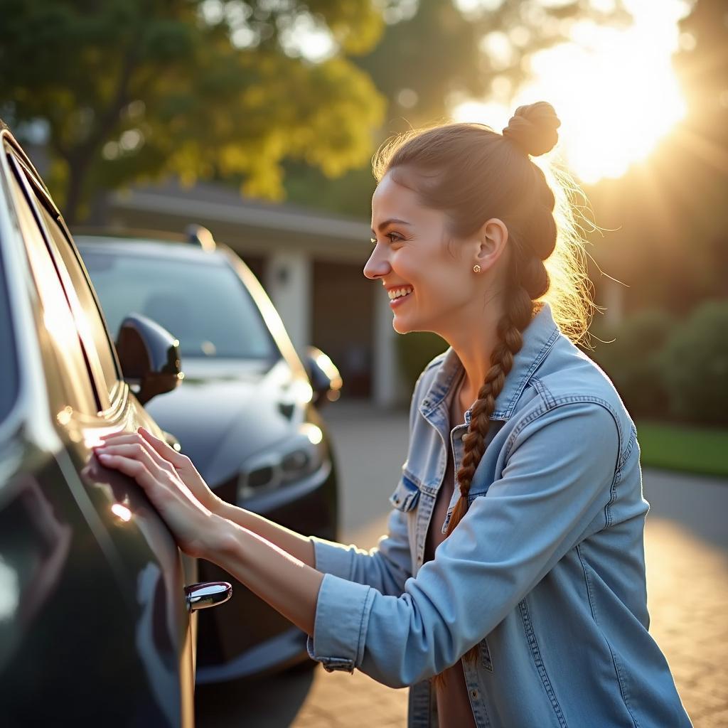 Satisfied Customer Receiving Home Car Polish Service