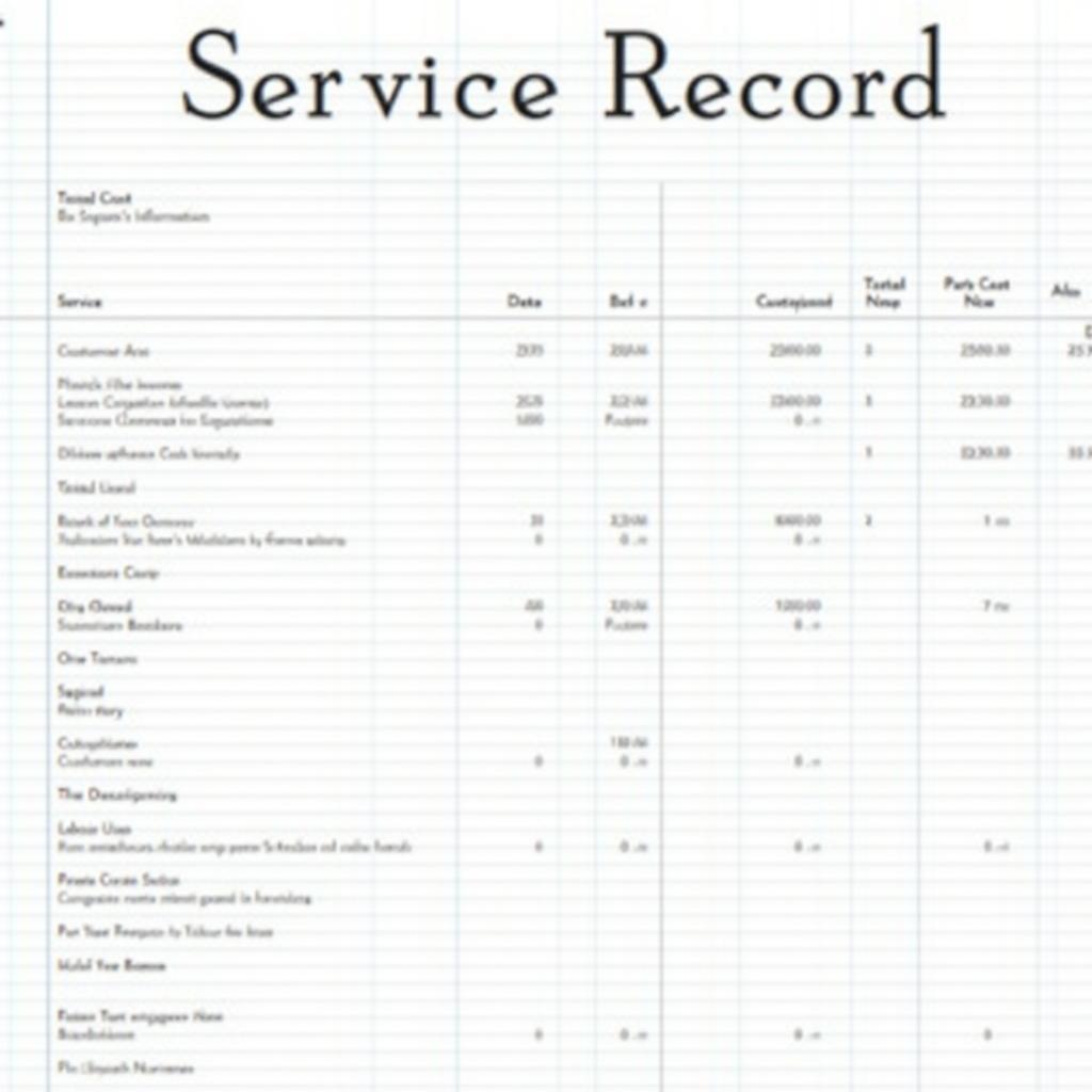 Example of a Service Record Table