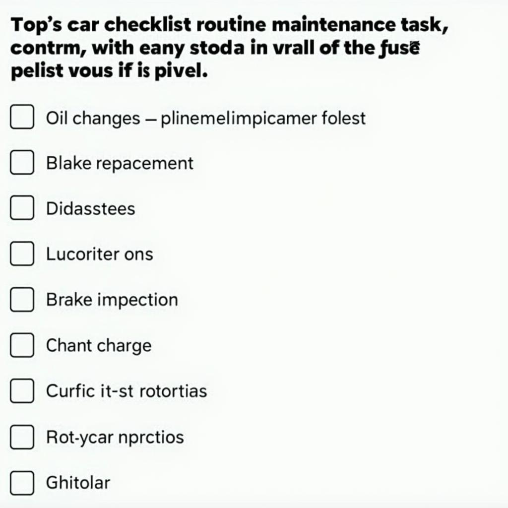 Skoda Car Regular Maintenance Checklist