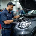 Experienced Technician Performing Small Car Service in Kanchrapara