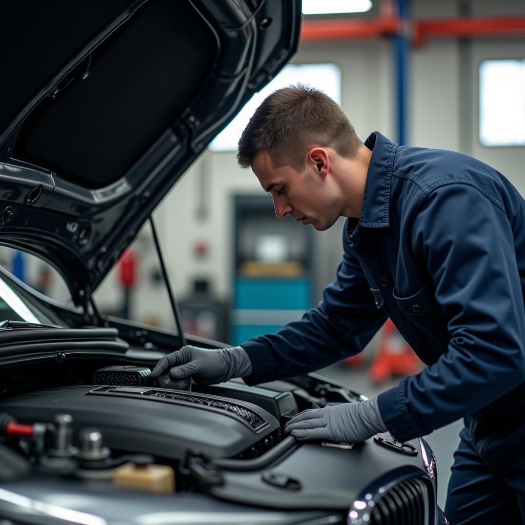 Specialized Mechanic Working on a European Car in 11235