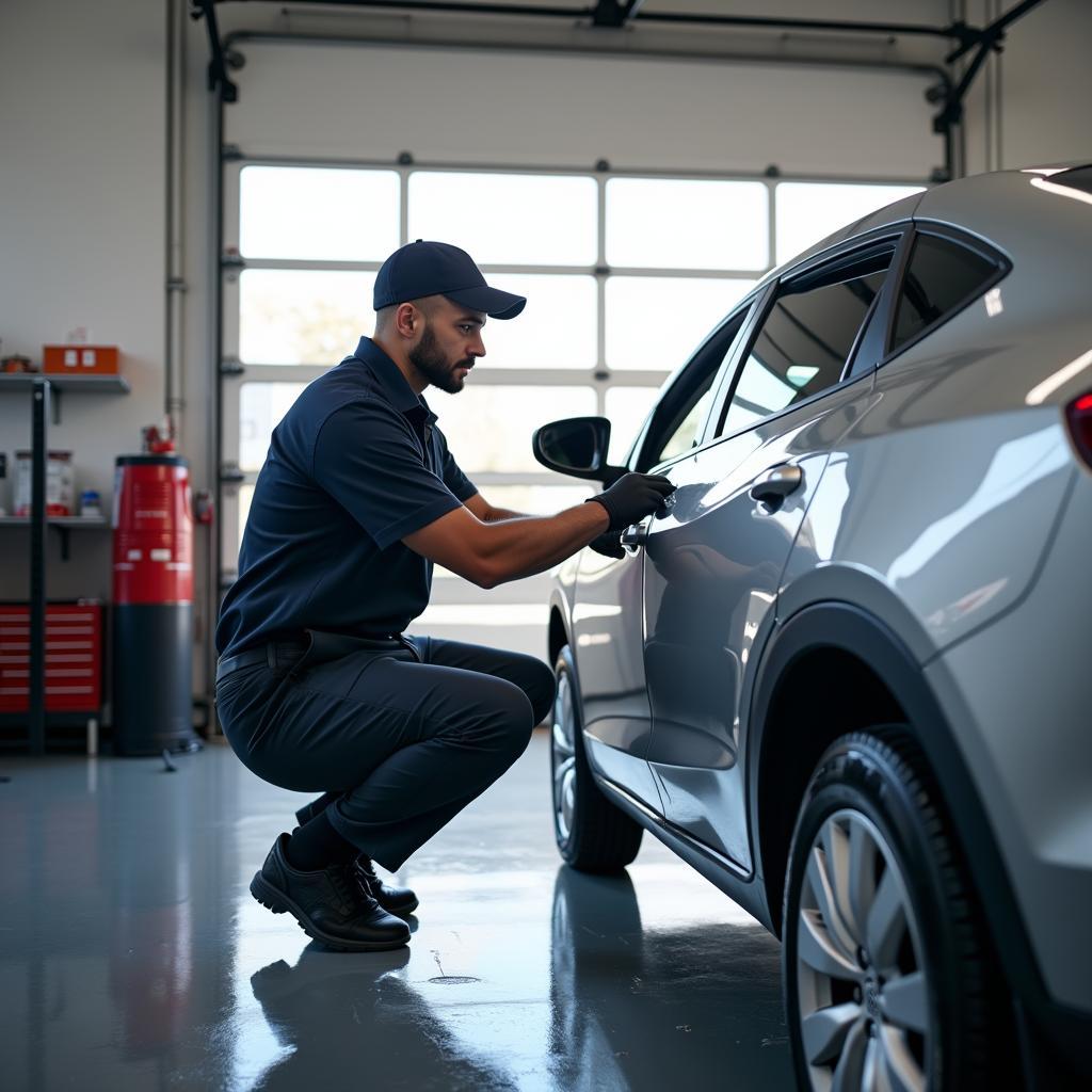 Car Undergoing Regular Maintenance at an Express Car Service in St. Louis